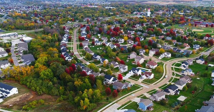 Overhead view of a new neighborhood in Grimes, Iowa